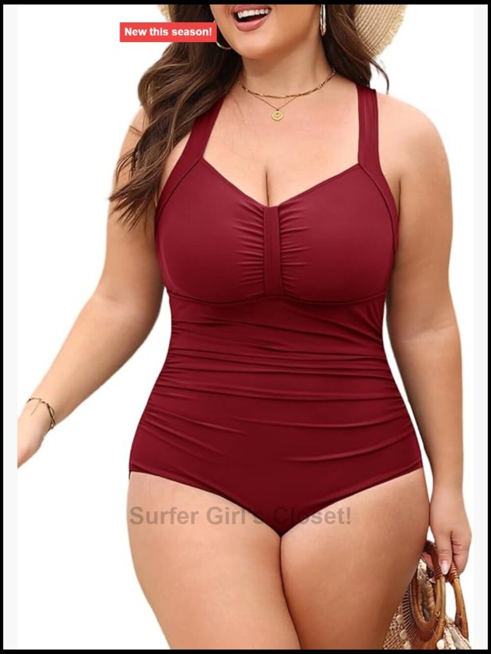 Plus Size One Piece Swimsuit with Tummy Control Cross Back Ruching Front